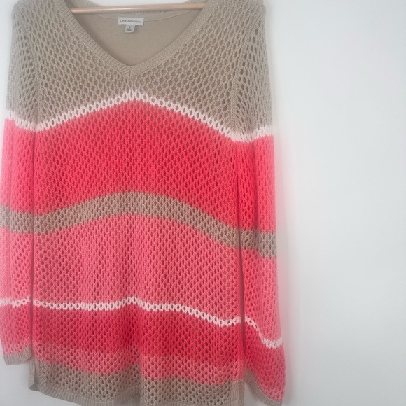 Croft & Barrow open knit long sleeve color block sweater size Large - Picture 3 of 12